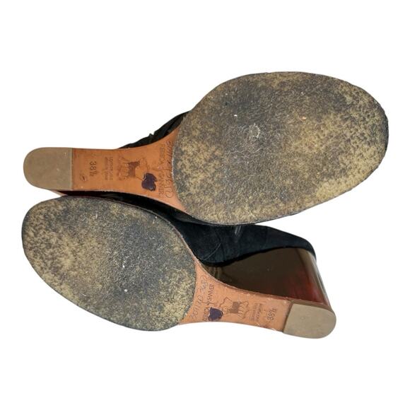 Rebecca Sanver Black Suede Booties Sz 6.5 Amber Lucite Heels Anthropologie EUC - Picture 9 of 12